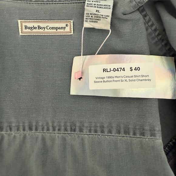 Vintage 1990s Men's Casual Shirt Short Sleeve Button Front - Picture 6 of 8